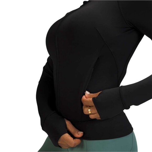 Lululemon Black Nulux UVP Run Jacket Size 10 Athleisure Sun Protection Gym - Picture 15 of 16